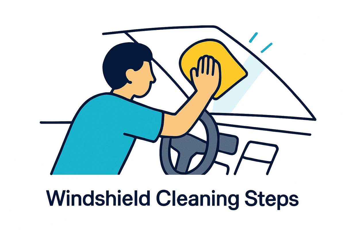 Windshield Cleaning Steps